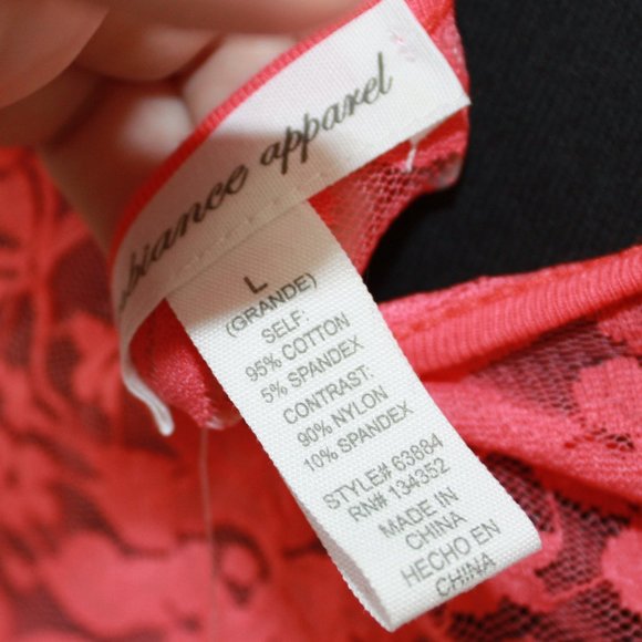 Ambiance Apparel Coral Lace Crop Top - Picture 3 of 3